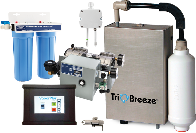 VaporPlus Curing Room Humidity System with Touch-Screen Control plus TriOBreeze Sanitizer